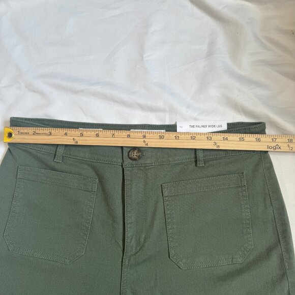 LOFT Women’s The Palmer Wide Leg Cotton Twill Pants in Sage Green Size 10 - Picture 7 of 12
